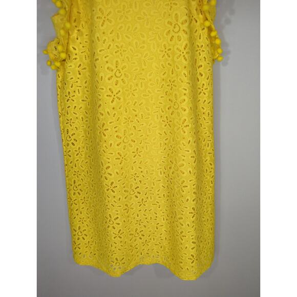 Charter Club Lace Eyelet Yellow Flutter Sleeve Mini Dress Medium NWT Retro Chic - Picture 4 of 10